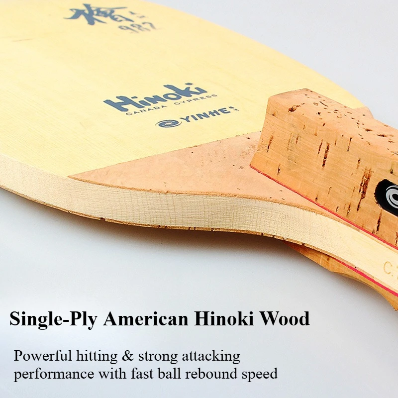 YINHE 982 1-Ply Solid Hinoki Table Tennis Blade Japanese Penhold Hinoki Ping Pong Bat Paddle for Offensive Loop & Fast Attack view 3
