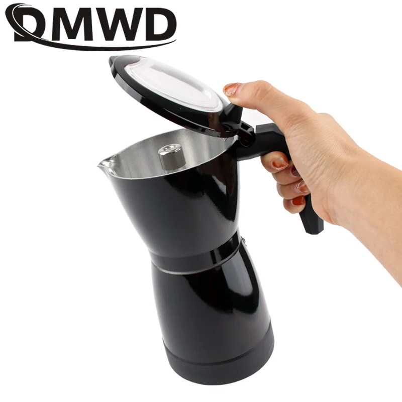 DMWD 110V/220V Electric Moka Pot Espresso Italian Mocha Coffee Maker Percolators Stovetop Tool Filter Coffee Making 300ml