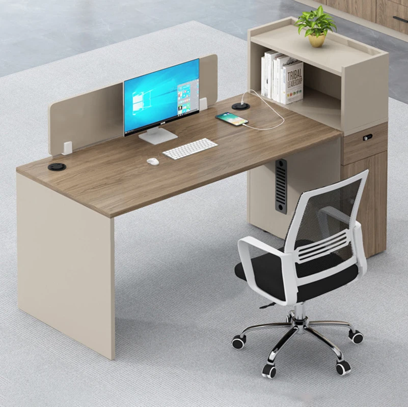 

# Eco-Friendly Standing Adjustable Modern Office Desk Minimalist Staff Desk Set 1-2 Seats Multi-Layer Lockable Drawers
