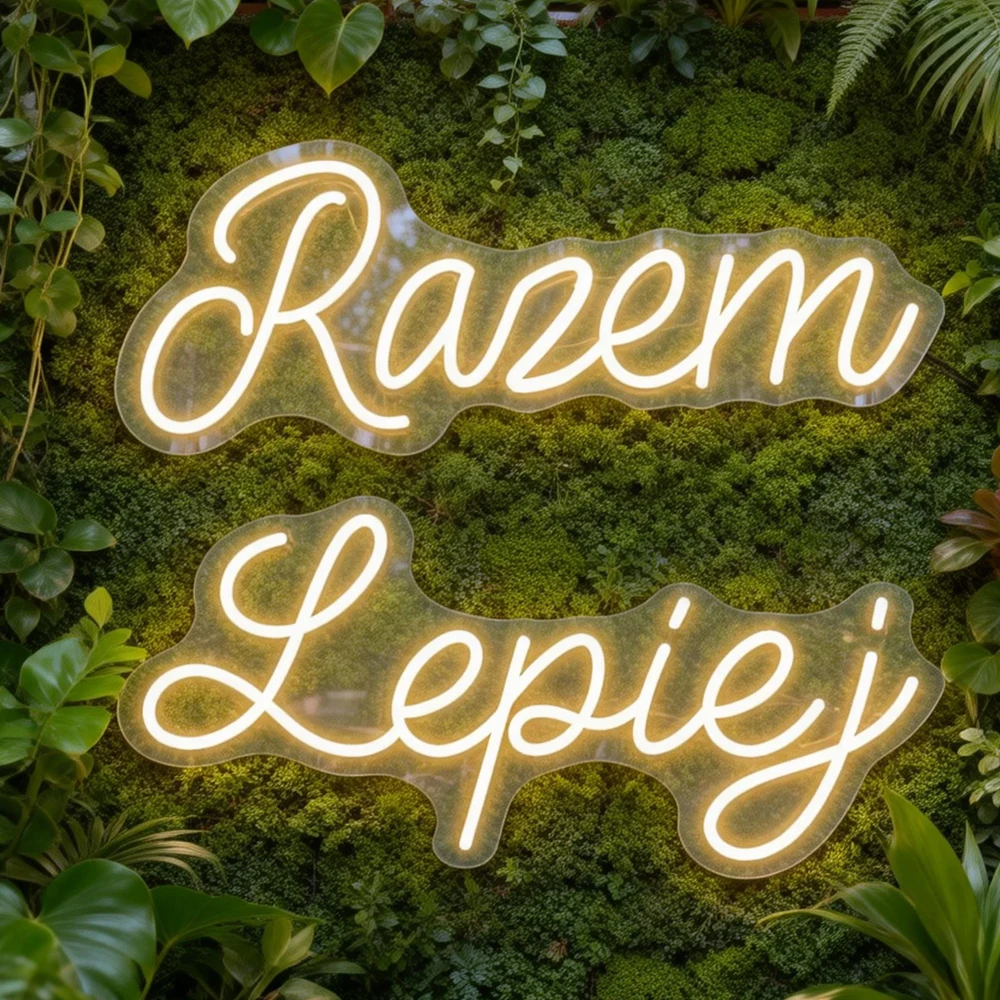 

Large-Scale Polish Love Duo Two statement pieces 65x25cm Razem & 65x30cm Lepiej Make a bold love statement in wedding venue