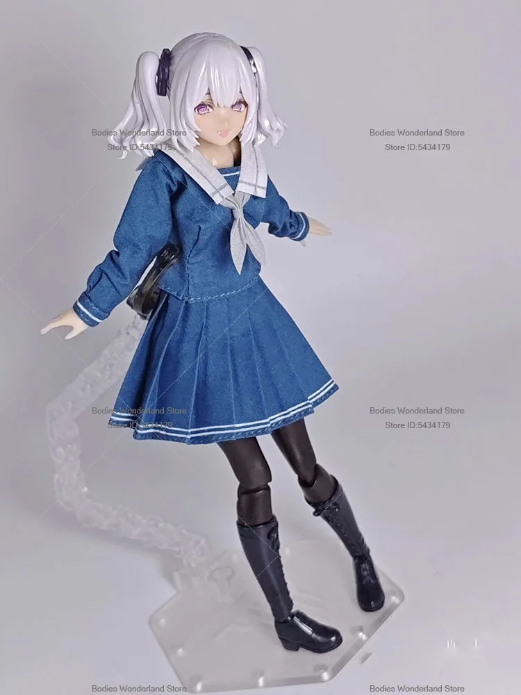 1/12 Scale Mobile Suit Girl Long Sleeve Slim Top Pleated Skirt Sailor Uniform Set For 6inch Action Figure Doll