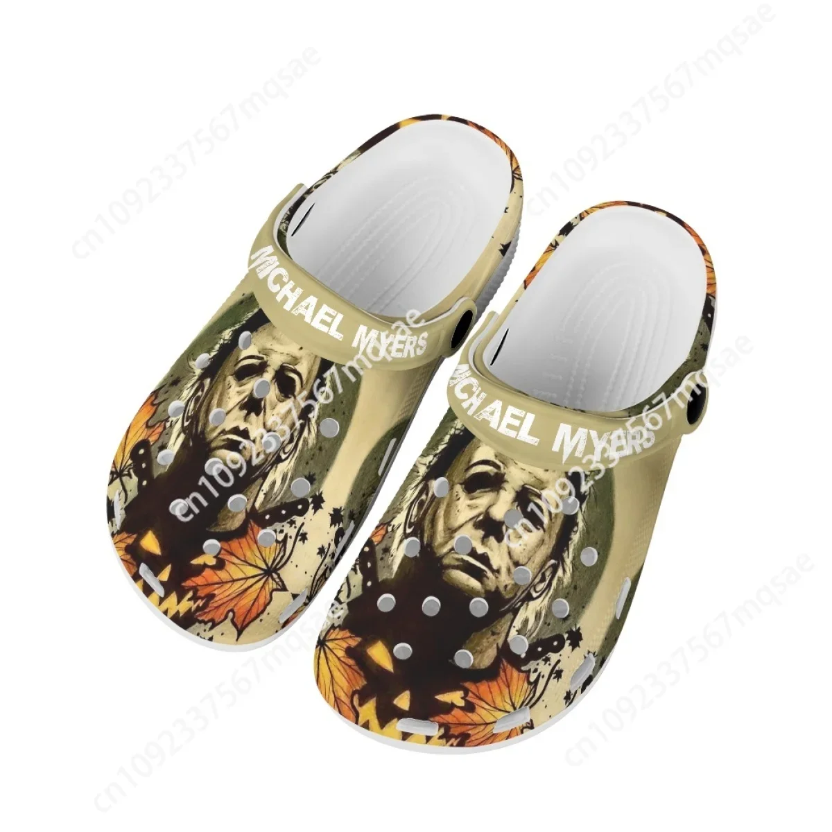 

Men Sandals Hole Shoes Michael Myers Home Slippers Couple Summer Breathable Lightweight Hollow Out Buckle Men Beach Custom Shoes