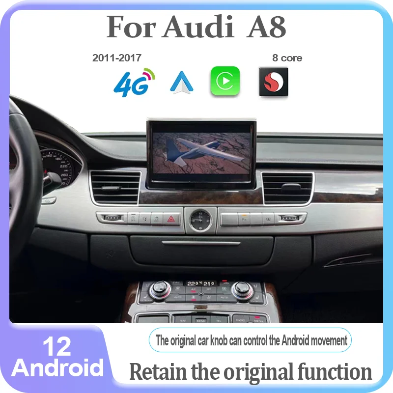 

8-inch original factory-style Android 12 for 2011-2017 Audi A8 media player radio Carplay and auto retain the original features