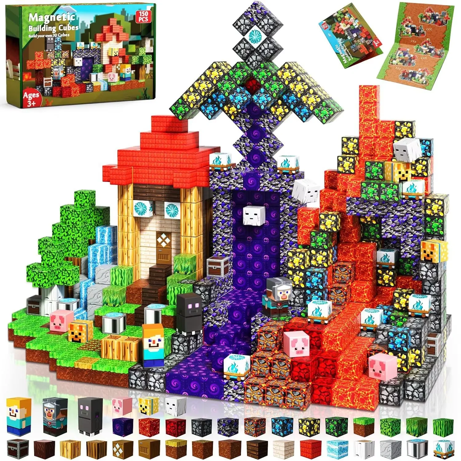 Blocs magnétiques 100 pièces jeu de Cube de construction magnétique, jouet à empiler STEM Montessori pour enfants jouets de Construction pour garçons et filles