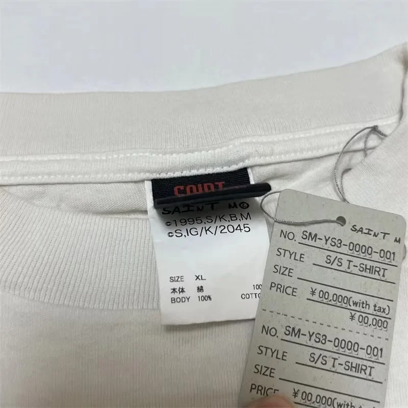 2025ss Oversized White SAINT MICHAEL T Shirt Men Women 1:1 Best Quality Digital Cartoon Printing T-shirts