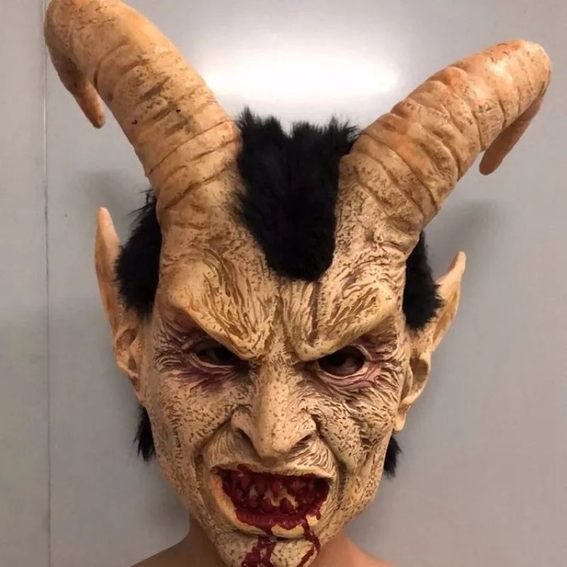 

Horror Latex Mask for Halloween, Costume for Stage Show, Movie Funny Props, Demon Horn, Head Cover, Masquerade Party Props, New