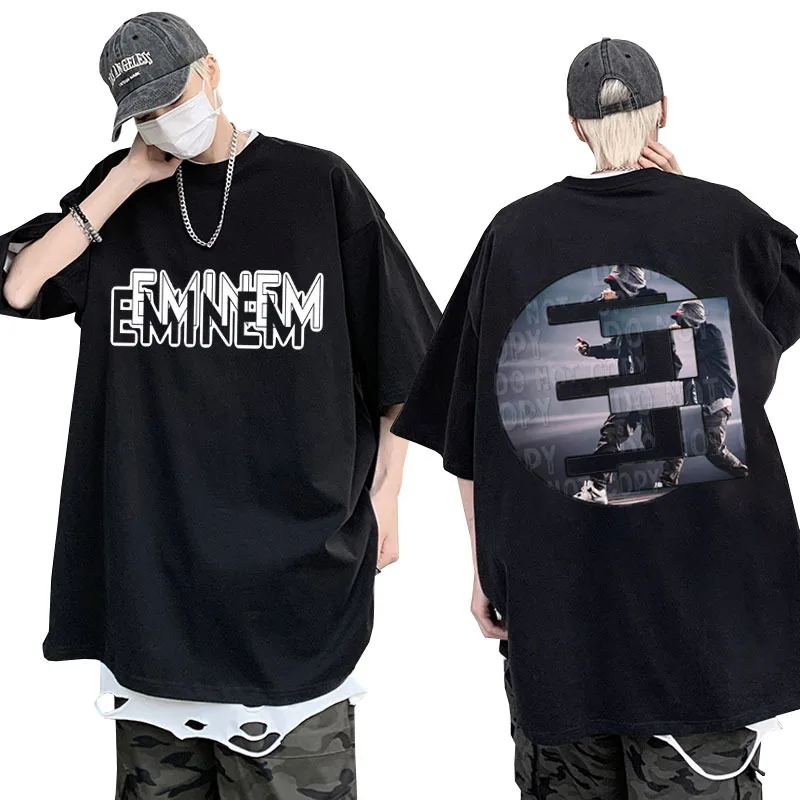 Eminem Marshall Mathers Trendy Rapper T Shirt Men's Clothing Harajuku Hip Hop T-shirt Male Vintage Harajuku Oversized T Shirts