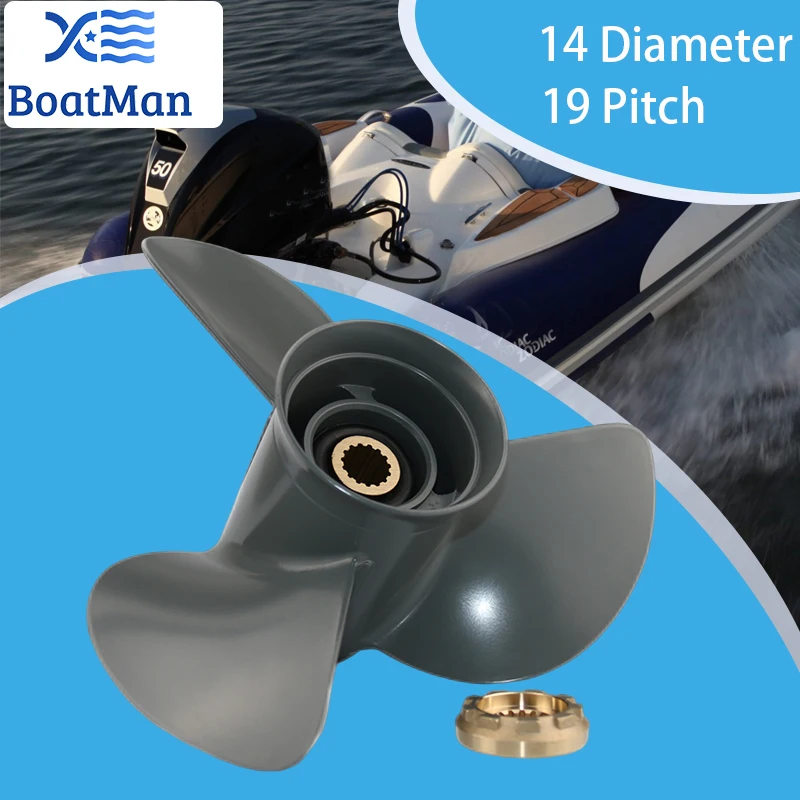 BoatMan 14X19 Boat Propeller For Honda BF 4 Stroke 60HP-130HP Aluminum Outboard Motor 15 Spline Tooth RH Engine Accessories