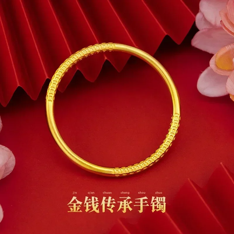 

9999 Real Gold 24K Pure Gold Coin Bracelet, Ancient Inheritance Money Bracelet, Female