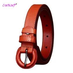Ladeis Retro Pure Cowhide Pants Anti Allergic Belt for Women 2.2cm Wide
