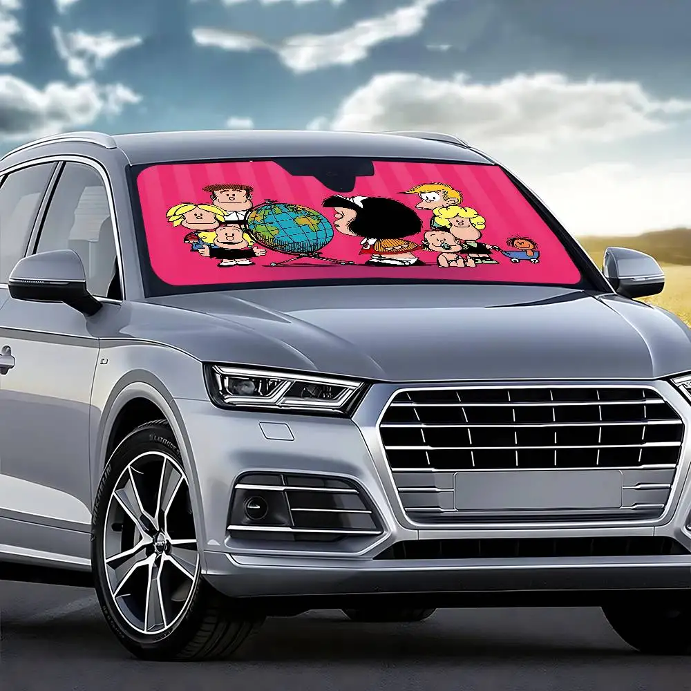 M-Mafalda لطيف مظلة السيارات الستائر الزجاج الأمامي نافذة أمامية قناع 70x130 سنتيمتر الشمس قناع الشمسية حماية منقوشة هدية الجدة سيارة #3