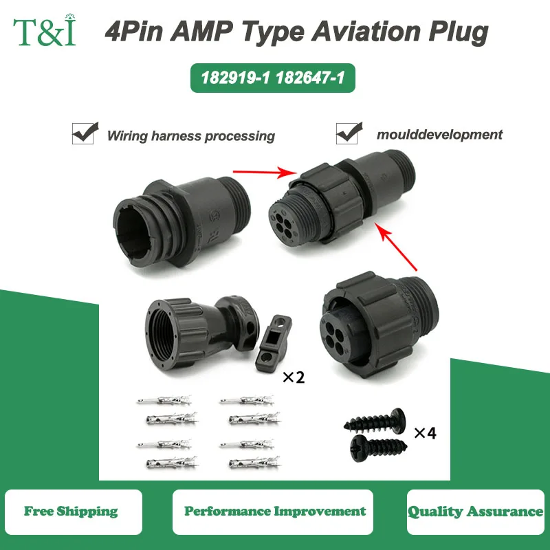 

5/10/100 PCS TE/AMP Type 4Pin Connector Aviation Plug Sheath with Tail Clamp Terminal for SMEMA SMT Equipment 182919-1 182647-1