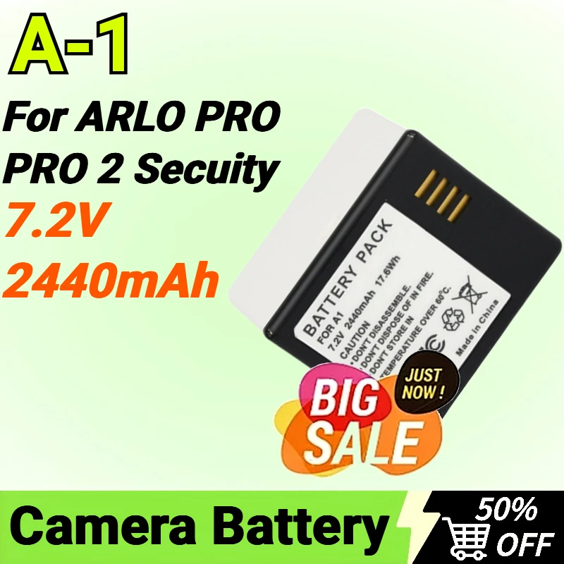 

7.2V 2440mAh Battery A-1 For ARLO PRO /PRO 2 Security Camera VMA4400 VMS4230P NETGEAR Camera Batteries