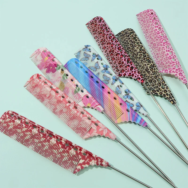 1 Stück/3 Stück/8 Stück 8 einzigartige bunte antistatische Rattenschwanzkämme – langlebig und stilvoll, Leoparden-/Neon-/Blumenmuster und mehr verfügbar – Detail 4
