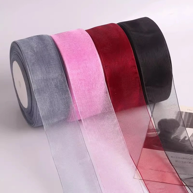 40mm White Organza Ribbon 45Meters/Roll DIY Crafts Crochet Supplies Wedding Decoration Valentine's Day Gift Wrapping