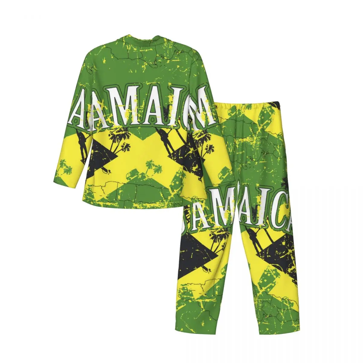 Men Pajamas Set of Autumn Winter Long-Sleeved Jamaica By Adam Drakone Home Clothing Sleepwear 2PCS/Set