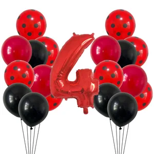 Rote und schwarze Punkte Ladybug -Luftballons, Geburtstagsfeierdekorationen, Babyparty, Vorräte, 12 12 Hauptverkäufe Lady Bug Geburtstagdekoration - №4