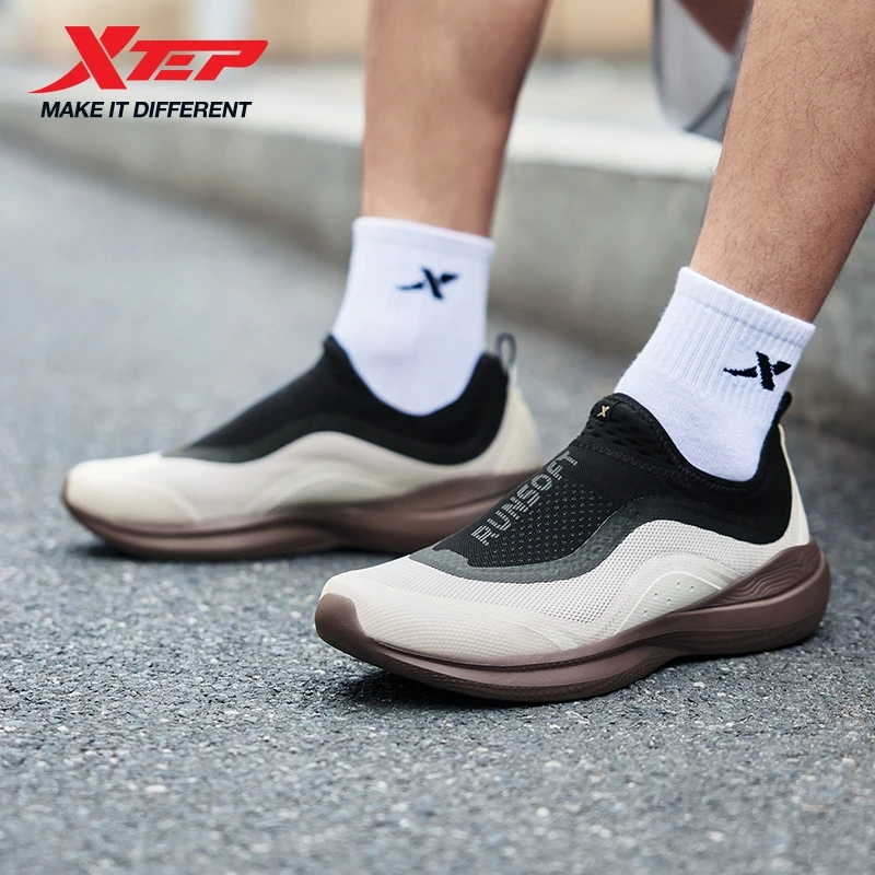 Xtep Soft Tube Running Shoes for Men Comfortable Breathable Slip-on Mesh Wear-Resistant Lightweight Male Sneakers 875219110061
