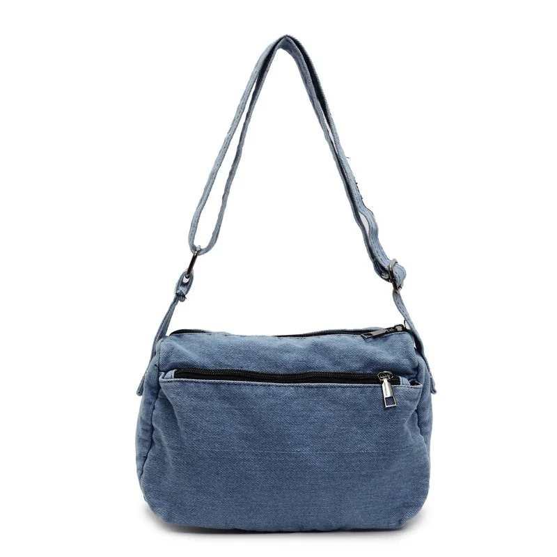 

Nesitu High Quality Casual Lightweight Blue Black Fashion Denim Women Shoulder Messenger Bag Cross Body M3203