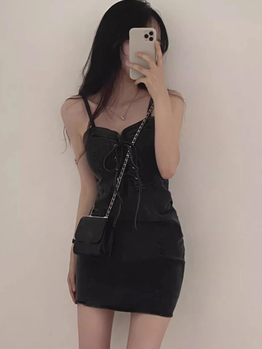 Sommer Chic Design Sinn Belted Abnehmen Sexy ort Denim Dr frauen A-linie Rock Hohe Taille Koreanische Sle Pendeln Dr