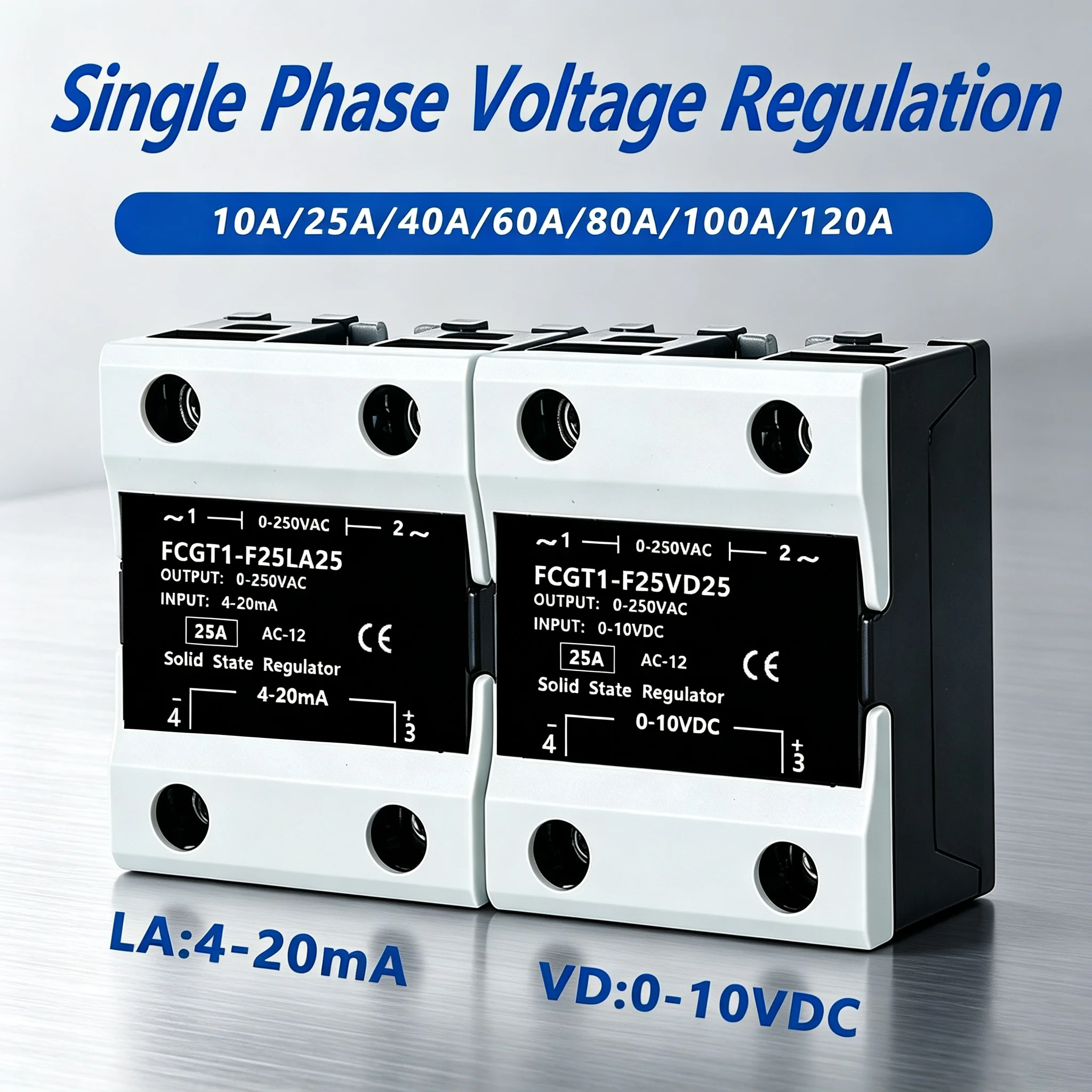 SSR 0-10VDC Voltage Regulator 4-20mA Single Phase SCR Control Solid State Relay 10A 25A 40A 60A 80A 100A 120A