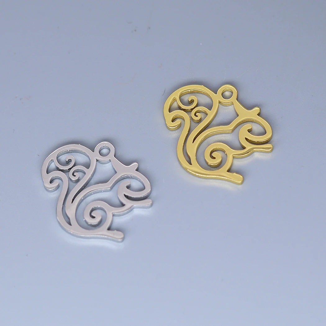 5pcs/lot Lovely Animal Squirrel Charm Pendant For Necklace Bracelets Jewelry Crafts Making Handmade Stainless Steel Charm