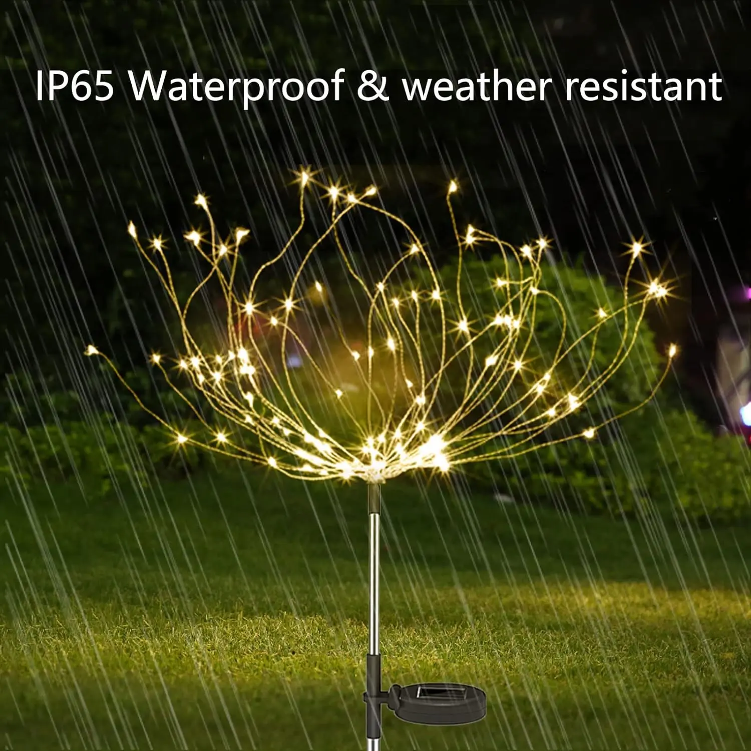 4 عبوات من مصابيح الطاقة الشمسية الخارجية المقاومة للماء مع 120 خرزة وميض LED - سلك نحاسي قابل للانحناء لتزيين ساحة P