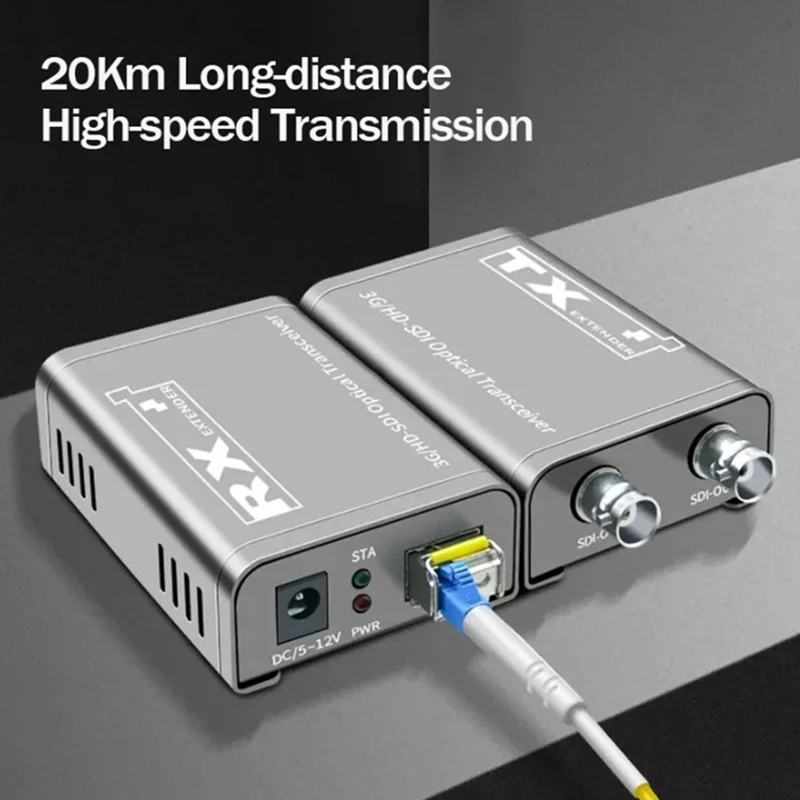 20Km 3G HD SDI Fiber Optic Extender Via LC Fiber Cable 1080P Dual SDI Output For PS4 DVD PC Camera To TV Monitor