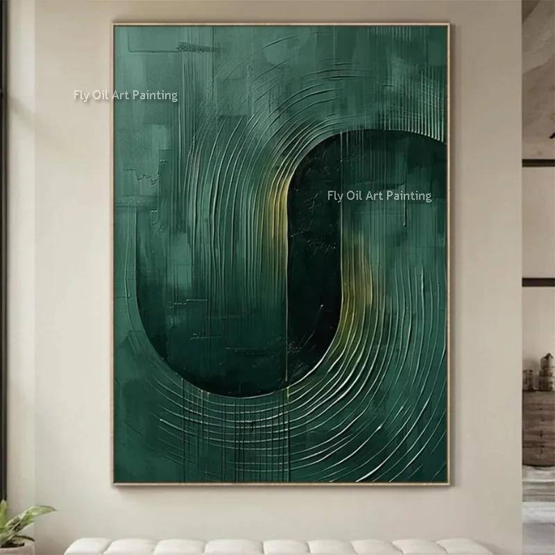 

Новая настенная декоративная картина: ручная роспись, синий океан, белая земля, лодка, холст, ручная работа, модная зеленая абстрактная масляная живопись