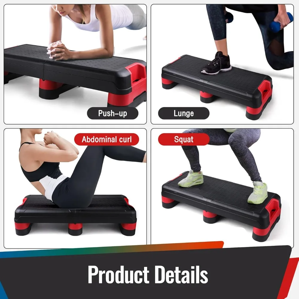 Plate-forme pliante pour exercices aérobiques, pour l'entraînement à domicile, Stepper d'entraînement configurable à 3 hauteurs, pour le bureau, l'intérieur et la maison, 33.5