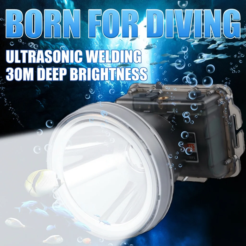 

Профессиональный портативный налобный фонарь для дайвинга 21700, подводный до 30 м, перезаряжаемый, сверхъяркий светодиодный, ультралегкий, для рыбалки