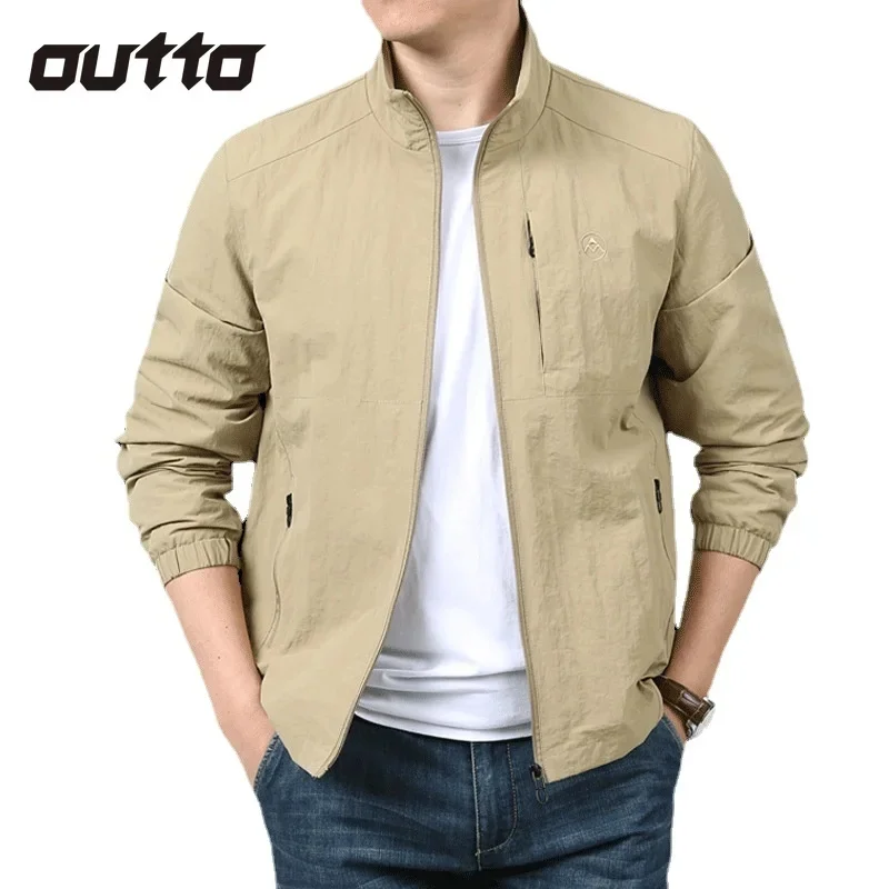 Men's Solid Color Casual Jackets Breathable Wear-resistant Loose Tactical Jacket Outdoor Hiking Camping Travel Coats Male S-4XL