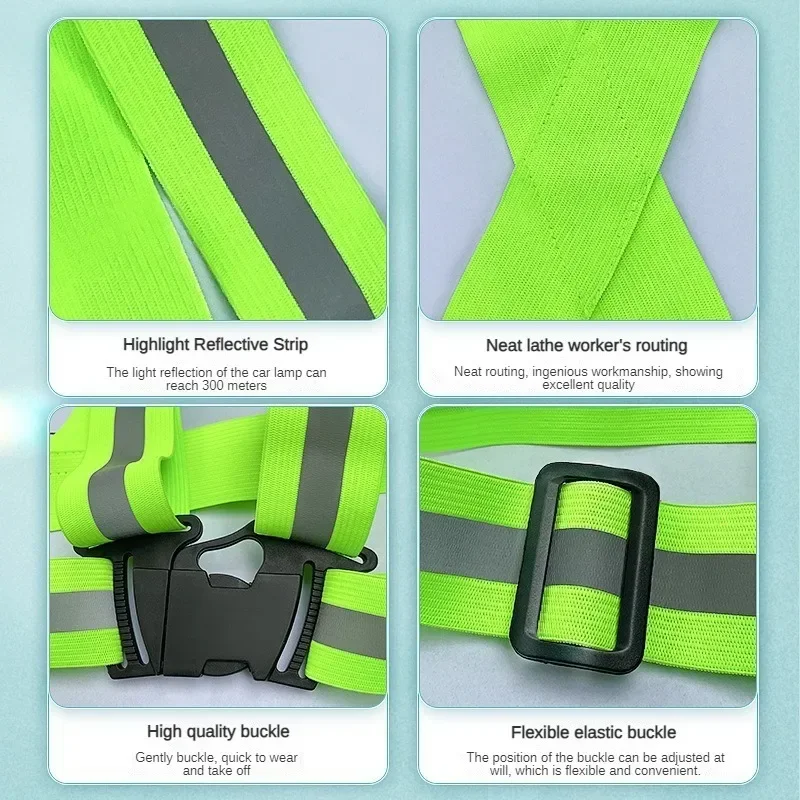 Outdoor Night Riding Reflective Elastic Vest Lightweight Adjustable High-gloss Walking Safety Belt Waterproof Running Equipment