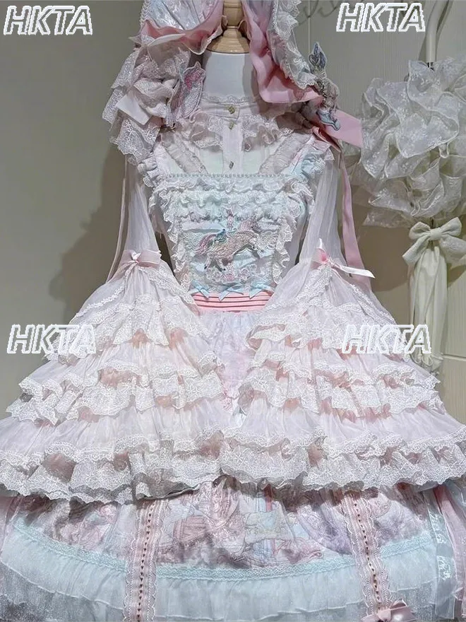 

Japanese Lolita Cute Shirt Female 2026 Spring Horn Long Sleeve Adult Daily Sweet Lace Pleated Bow Pink White Blouses Top Women