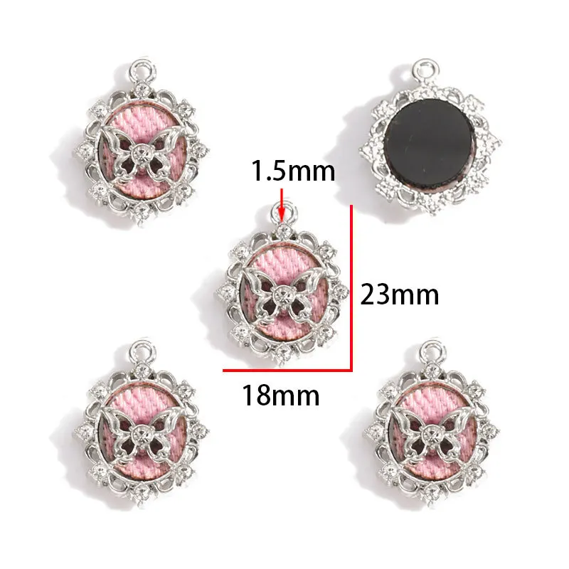 5 Stück süße und niedliche Mädchen-Anhänger mit rosa Herz, Schmetterling und Kreuz, Y2K DIY handgemachter Schmuck, Halskette, Ohrringe, Perlen-Accessoires – Detail 9