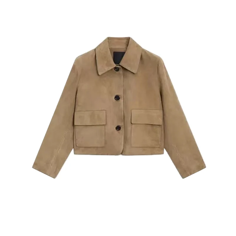 Primavera nueva llegada mujer Retro de gama alta sensación Casual cuero terciopelo Jaet traje prendas de vestir exteriores viaje Sle largo Sve ort Le...