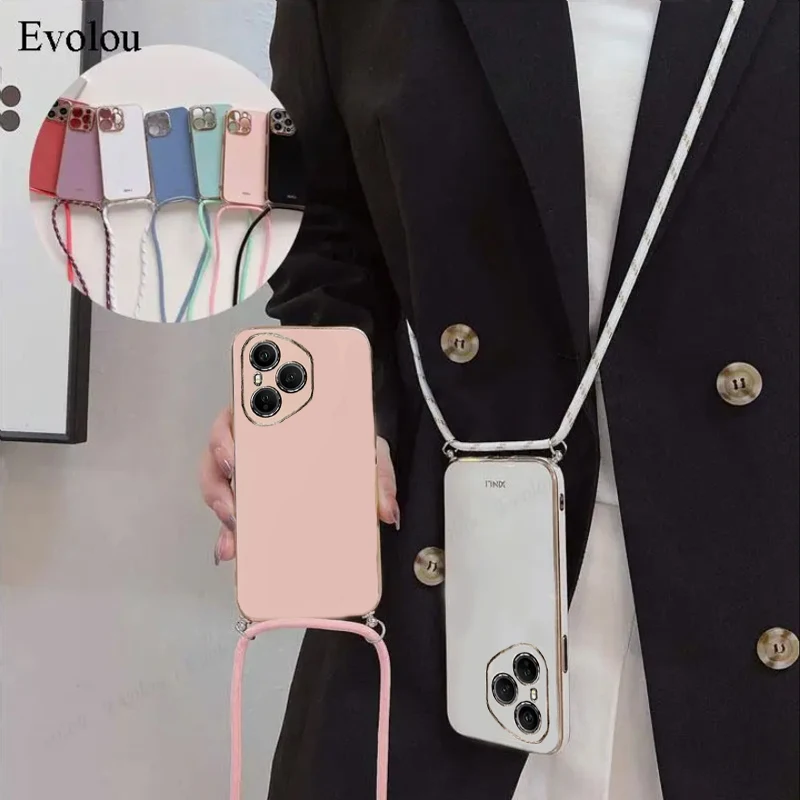 Crossbody-Lanyard-Beschichtungshülle für Honor 400 Pro 400 Lite, weicher TPU-Objektivschutz, stoßfeste Handyhülle für Honor Power GT