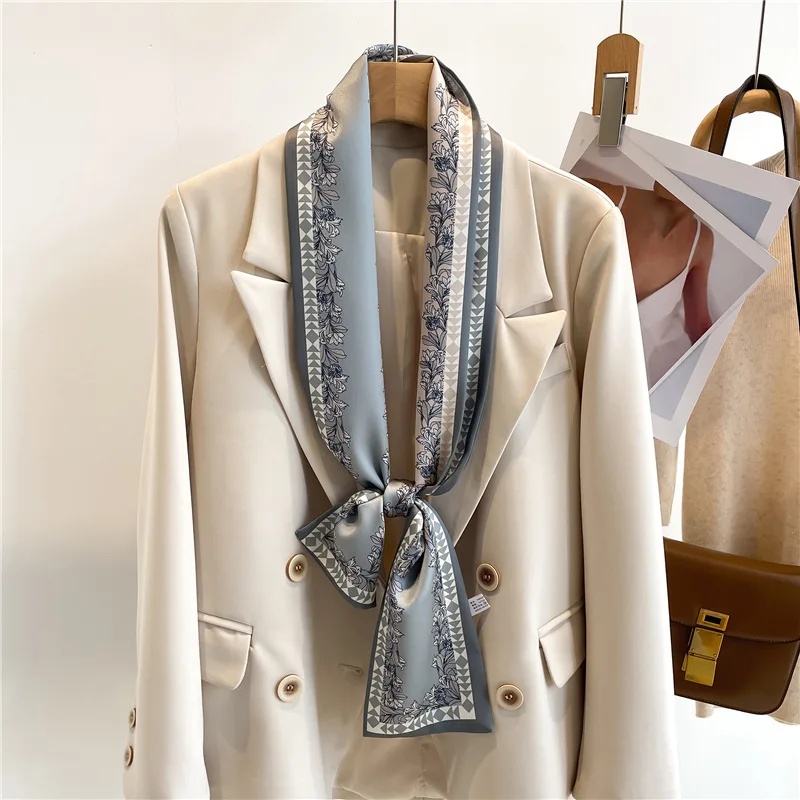 

Double-sided Printed Slim Lightweight Scarf; Versatile Silk Scarf; Suit Tie; Slim Belt; Hairband; Decorative Tie