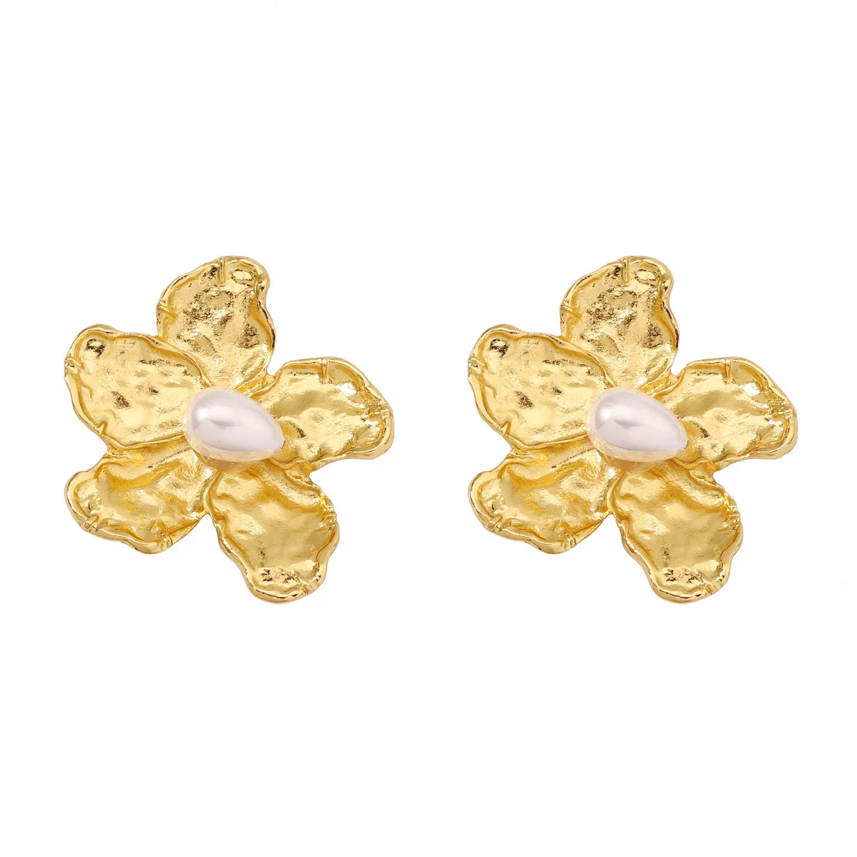 ZAR Gold Color Simple Geometric Flower Earrings Women Classic Charm Statement Party Holiday Jewelry