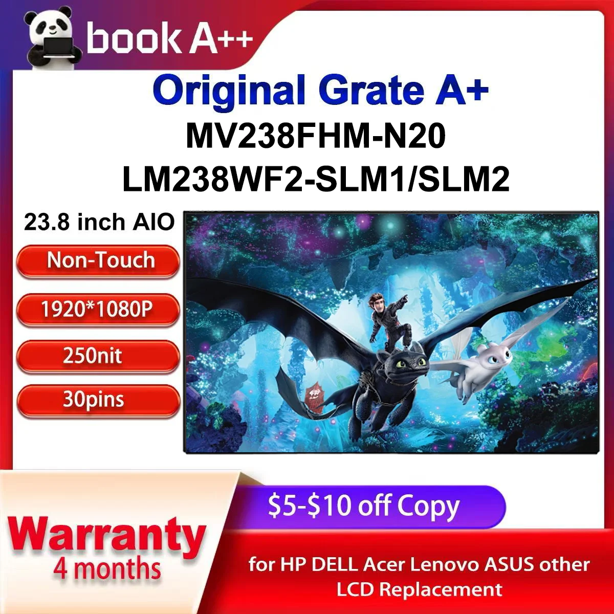 

Оригинальный новый 23,8-дюймовый ЖК-дисплей MV238FHM N20 MV238FHM-N20 LM238WF2 SLM1 SLM2 для Lenovo для DELL для HP для компьютерных мониторов
