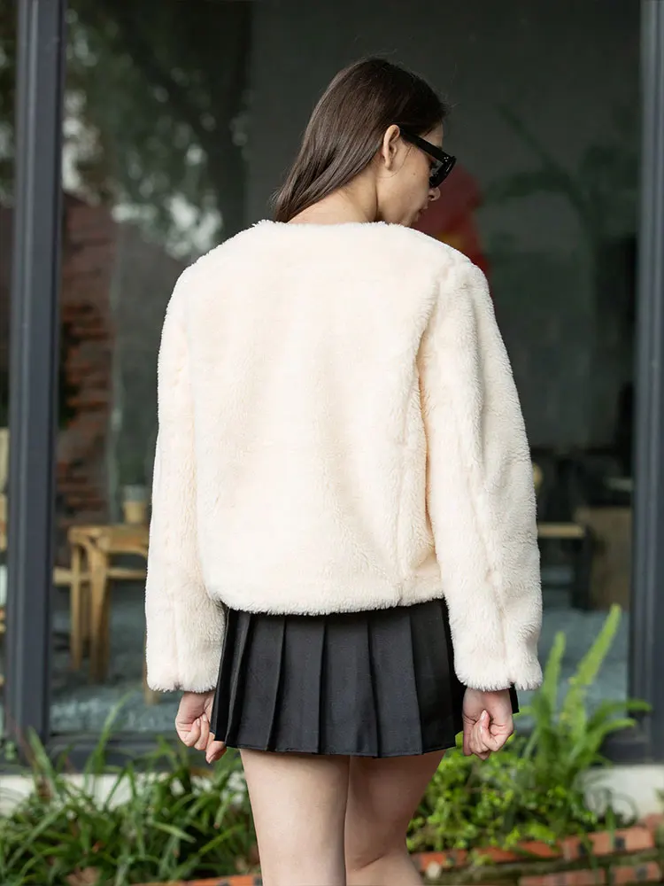 HH automne veste pour femmes hiver vêtements d'extérieur chauds col rond à manches longues manteaux courts femmes élégant mode Streetwear