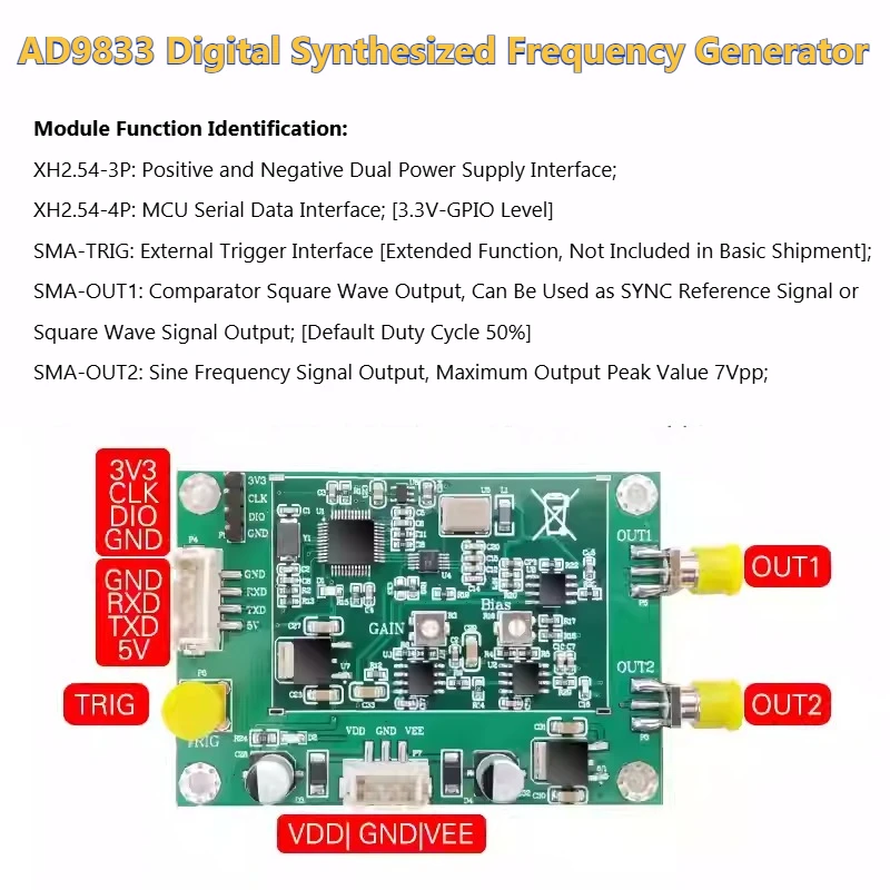 Signal Generator AD9833 Digital Synthetic Frequency Source Low Frequency Point Frequency Sweep Source 0.004 High KDT98XXM-012