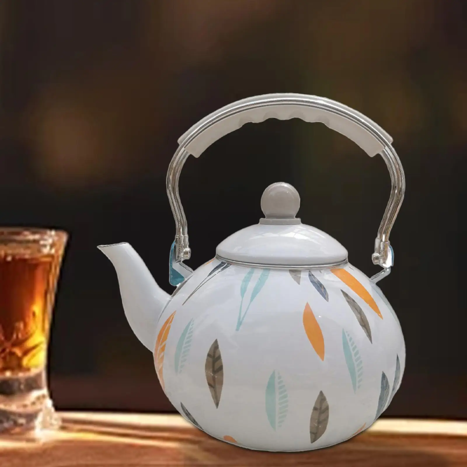 Enamel Tea Kettle 3L Stovetop Stylish Large Capacity Sturdy Coffee Pot Teapot Water Kettle for Home Kitchen Decor Boiling Water