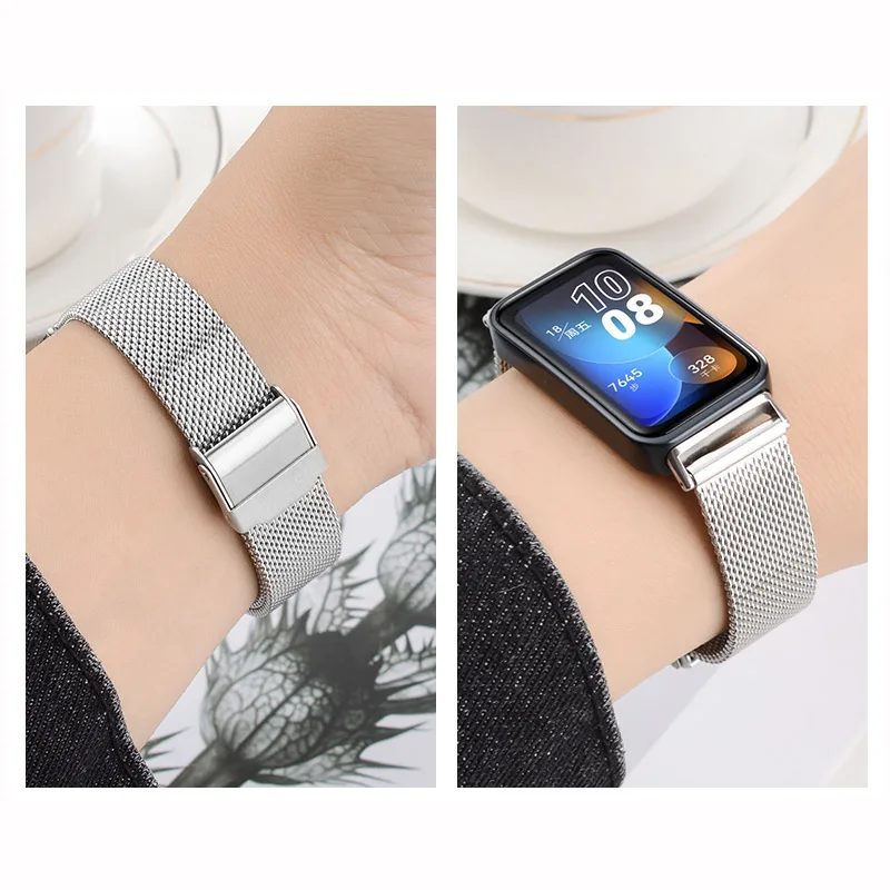 Metal Strap For Huawei Band 9 8 10 Bracelet With TPU Case Screen Protector Replacement Watchband Milanese Huawei Watch
