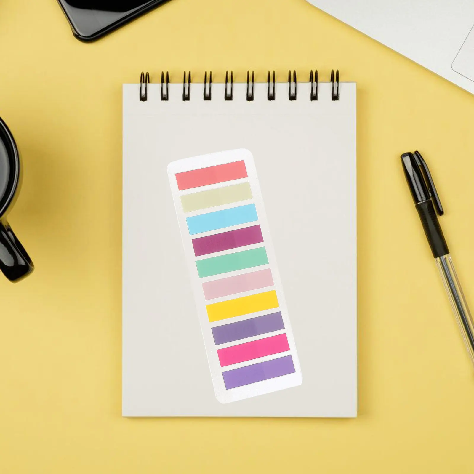 14Sheets Adhesive Reading Markers Pet Book Tabs Transparent Highlight Strips for Dyslexia Focus Reading Skills Cute Sticky