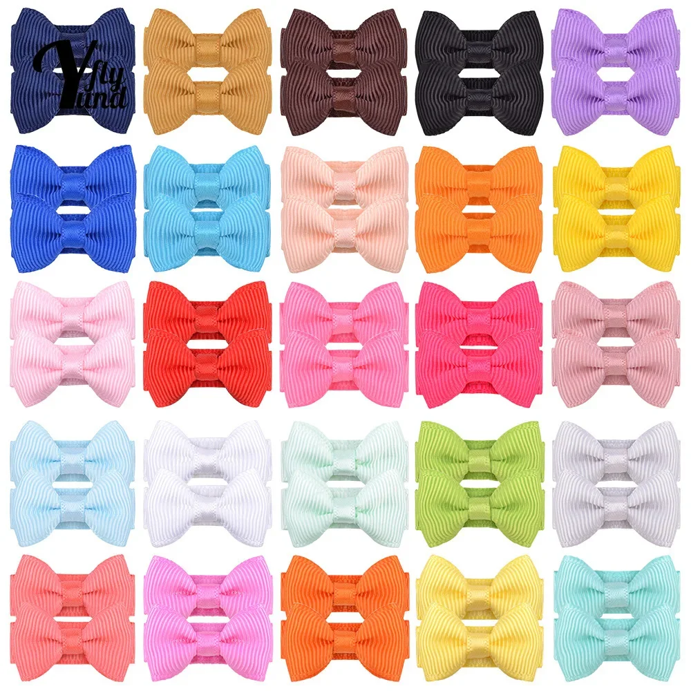 10pcs/lot 3.1 CM Mini Solid Color Ribbon Bows Toddler Hair Clips Cute Princess Bangs Hairpins Baby Headwear Holiday Gift