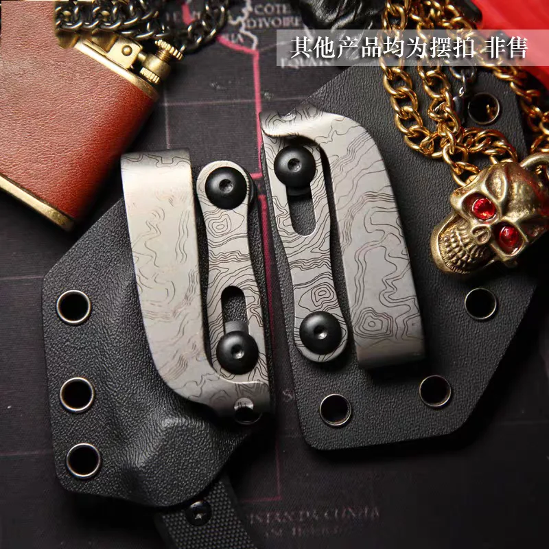 Imagem -02 - Titanium Alloy Back Clip Leather Clip Topológico Mapa Cor Proteção Parafuso Acessórios Edc k Board Knife Bainha Clip Tc4