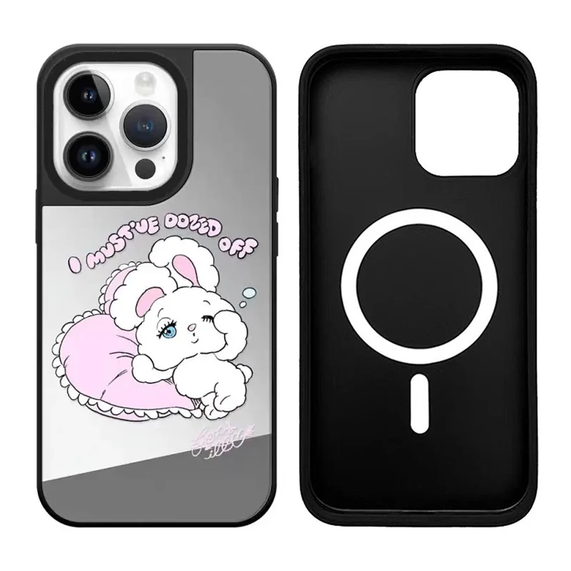 

Rabbit Girl iPhone 11 12 13 14 15 Pro Max Mirror Surface MagSafe Case Cover Shell