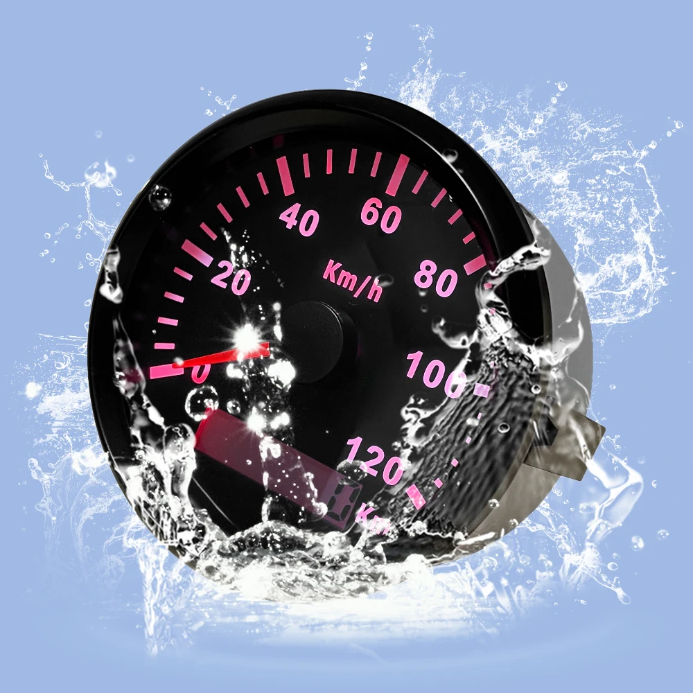 ELING Universal 85mm Speedometer Odometer Speed Gauge 0-120km/h 200km/h for Car Truck with Red Backlight 12V 24V (Pulse Signal)
