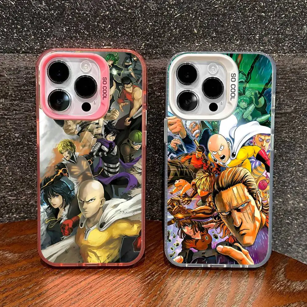 O-One P-Punch Man Colorful Phone Case For IPhone 17 16 15 14 13 12 11 Pro Max Plus Matte Cover